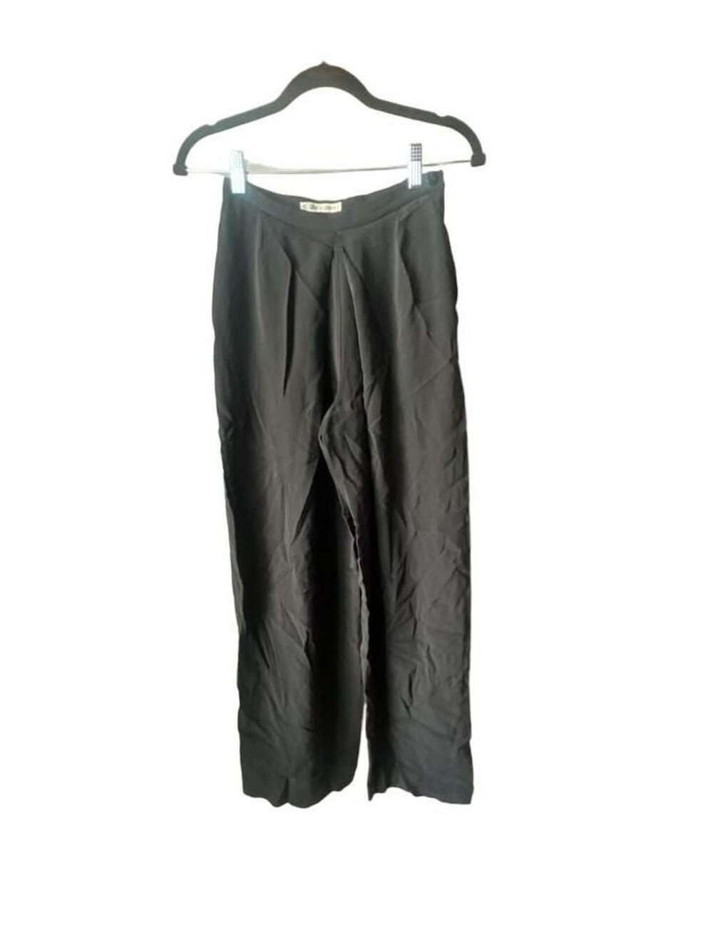 Giorgio Armani Le Collezioni Pleated Wide Leg Pants Size 4 38 Black Silk Blend
